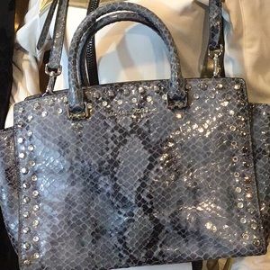 SNAKE STUDDED LEATHER CROSSBODY